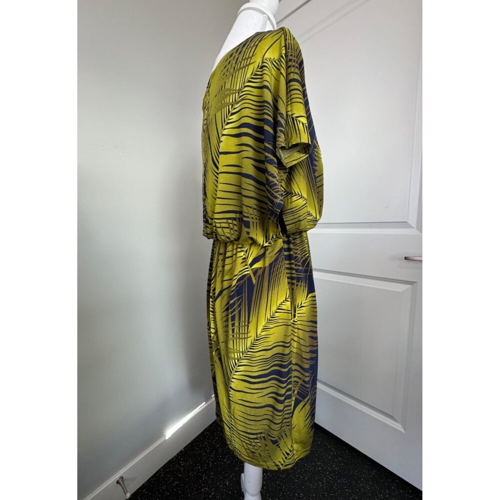 Valerie Bertinelli Womens Palm Leaf Print Dress NWT Size 6 Yellow & Black Polyes - Picture 2 of 16